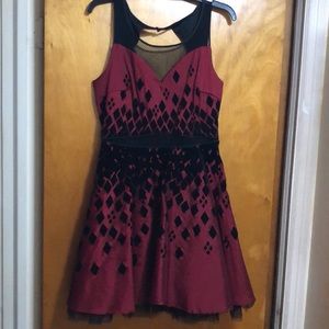 Crimson red and black Harley Quinn dress